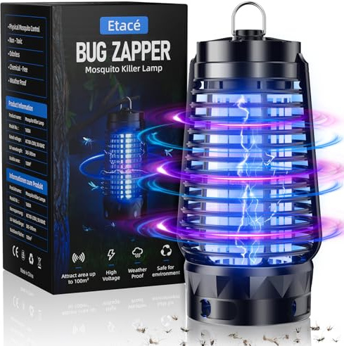 Insektenvernichter Elektrisch, UV-Lampe Stark Mückenfalle, IPX4 wasserdichte Mückenlampe, Fliegenfalle mit Aufhängehaken für Mücken,Motten,Fliege,Spinnen,Ungiftig Mücken-Killer für Innen-Außenbereich