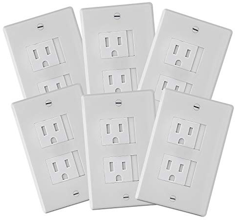 6-Pack Safety Innovations Self-closing (2 Screw) Decora Outlet Covers- An Alternative To Wall Socket Plugs for Child Proofing Outlets (White)