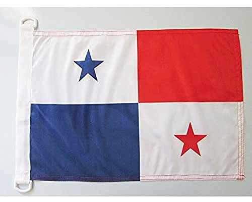 AZ FLAG - Drapeau Panama - 45x30 cm - Pavillon Nautique Panaméen Spécial Bateau Et Extérieur En Maille Bloquée Avec Anneaux Plastiques Intégrés - 30g