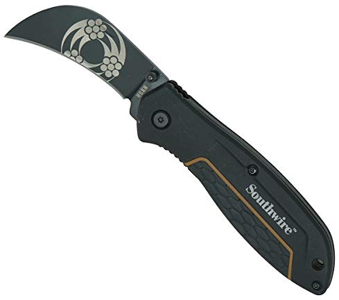 Southwire Folding Knife Hawkbill - Curved Blade for Pull Cuts & Splicing - Rugged Metal Body - Stainless Steel - Comfort Grip Handle - 2.6-Inch Blade