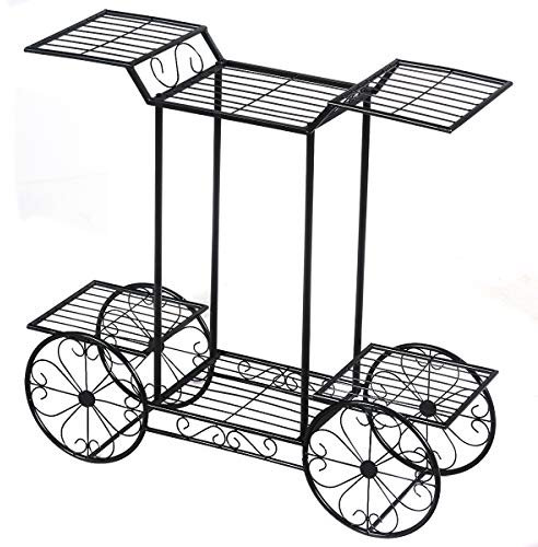 COSTWAY Support Métallique pour Jardin, Présentoir de Fleurs pour les Plantes en Pots, 6 Etages, pour Patio, Etagère Extérieure/Intérieure Robuste et Autonome Noir