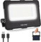 MEIKEE Wiederaufladbarer LED-Strahler, LED-Strahler mit tragbarem Akku 10000 mAh, USB-Solaraufladung, 3 Farbtemperaturen, 5 Helligkeiten, SOS, IP65, mit Griff und 2 Magneten,