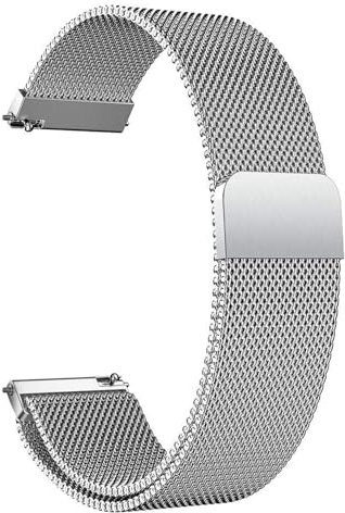 LYYLTX Edelstahl Mesh Uhrenarmband Metall Ersatz Armband Magnetverschluss Smartwatch Schnellverschluss Watch Uhren Ersatzband Für Damen Herren 14mm 16mm18mm 20mm 22mm 24mm (22mm,Silber)
