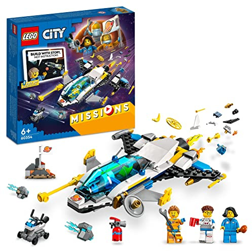 LEGO 60354 City Missions d’Exploration Spatiale sur Mars, Jouet de Construction Interactif avec Vaisseau Spatial et Planète Rover, pour Enfants de 6 Ans