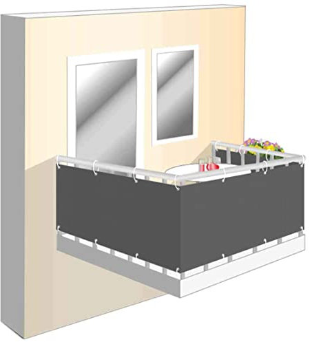 Wind and Privacy Screen Fabric for Balcony, 100 x 600 cm, Balcony Covering, Privacy Screen, Easy to Assemble with Eyelets, Privacy Screen for Balcony Railings, Patio and Garden,