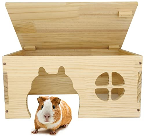 Wooden Guinea Pig Hideout, Chinchilla House, Baby Rabbit House, Dwarf Bunny Hut Hideout Wood, Small Animal Hideout for Rats, Hedgehog