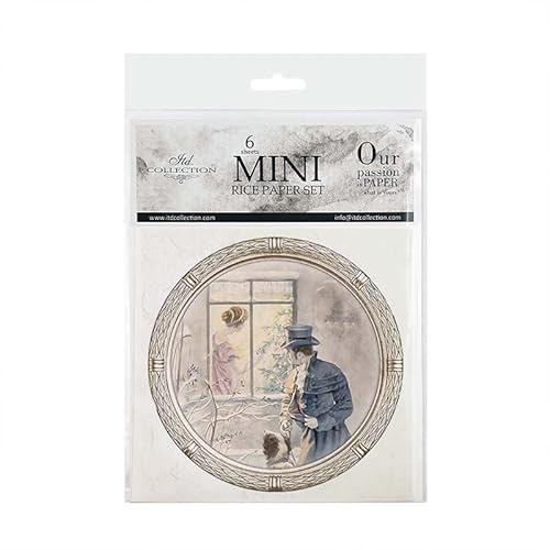 ITD Collection – mini rispapper kreativt set 14,8 x 14,8 cm (6 ark), Decoupage rispapper för scrapbooking och hantverk, flerfärgad (RSM061- HS code 48021000)