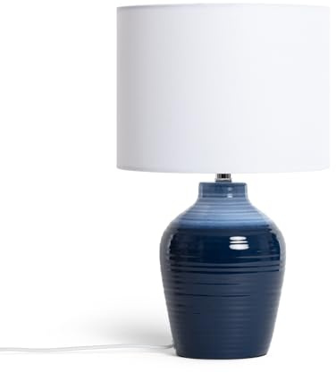 LEDKIA LIGHTING - Lampada da Tavolo Ceramica Botijo | Design Decorativo per Casa e Ristoranti | Compatibile con Lampadina E27 | Stile Classico e Boho-Chic, Azzurro Scuro