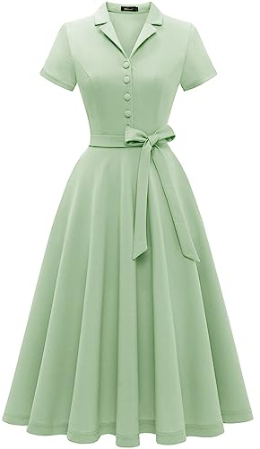 WedTrend Light Green Women's Modest Bridesmaid Dress, Ladies 50s Housewife Vintage Tea Party Short Sleeve Spring Casual Aline Formal Wedding Guest WTP30001LightGreen2XL