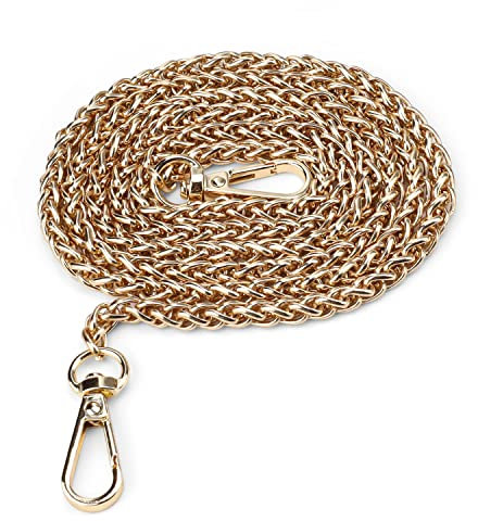 GEBAUM 1,2 m lang Taschengurt Gold, Taschengurte zum Wechseln, Taschenkette mit Schnalle aus Metallmaterial, Abnehmbare, für Umhängetasche, Handtaschenkette, Taschenzubehör