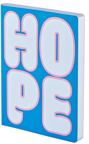 Nuuna Notizbuch A5+ | Graphic L - Hope | 3,5 mm Punktraster | 256 nummerierte Seiten | 120 g Premium-Papier | Leder blau | nachhaltig produziert in Deutschland