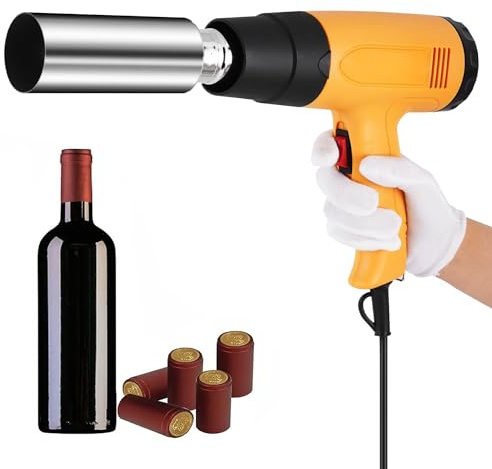 BDJSN PVC Capsule Heat Shrinker, Wine Capsule Sealing Machine, 40-600℃ 9 Levels Adjustable, 50mm Shrinking Machine,1600W Heat Shrink Gun for PVC PP POF Wine Bottle Cap Sealer