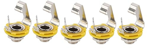 5Pcs Guitar Stereo Female Jack, Electric Guitar Stereo Female Jack Bass TRS Panel Mount Socket Microphone Connector Adapter For 6.35mm Jack 6.5mm Socket