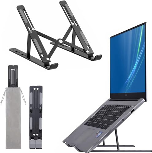 HUIYOPU Soporte para Laptop, 7 Niveles de Altura Ajustable para Escritorio, Elevador portátil Plegable de Aluminio ventilado, Soporte Elevador de Silicona Antideslizante para portátil de 10 a 15.6
