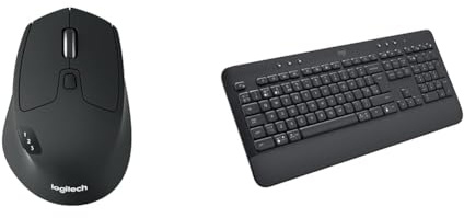Logitech M720 Triathlon Multi-Device Wireless Mouse, Bluetooth, USB Unifying Receiver, 1000 DPI & Signature K650 Wireless Keyboard with Wrist Rest, Full-Size, BLE Bluetooth or Logi Bolt USB