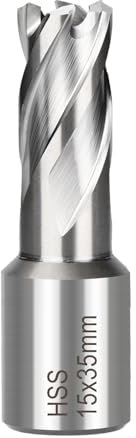BALUGAEA HSS Kernbohrer 15 mm Schneiddurchmesser, 19 mm Weldonschaft, 35 mm Schnitttiefe, Kernbohrer für Magnetbohrmaschinen