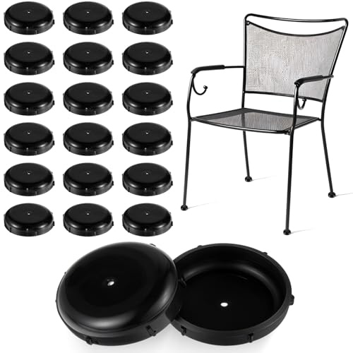 AOZUO Lot de 20 embouts pour pieds de meubles de patio, embouts ronds en plastique de 3,8 cm pour meubles en fer forgé - Embouts noirs pour pieds de chaises en métal et tables de jardin - Protection
