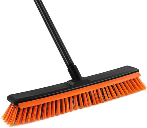 Newthinking Balai de jardin très résistant avec tête de brosse à poils durs de 50 cm, grande brosse rigide pour nettoyer le jardin, la cour, l'allée