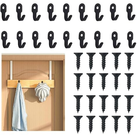 20 crochets muraux en acier inoxydable pour vis, cintre pour clavier, chambre à coucher, salle de bain et penderie