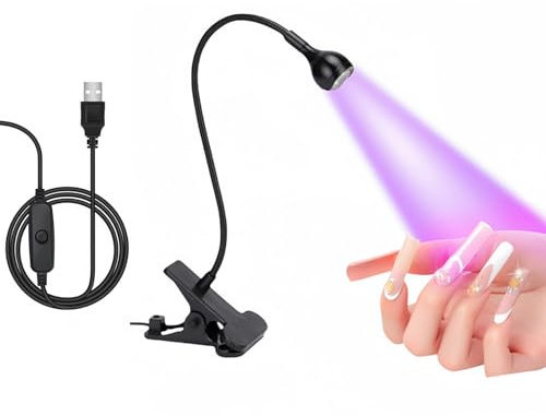Secador de uñas UV, Lámpara UV de curado con pegamento, luz UV de 3 W, con interruptor de control, lámpara de secado UV, gel de uñas, luz púrpura USB, para el endurecimiento de resina e