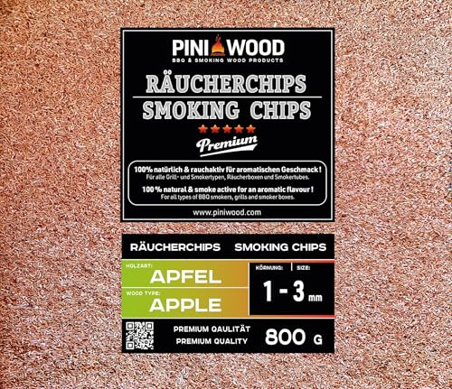 PINI 800 g di trucioli per affumicatura, mela, 1-3 mm