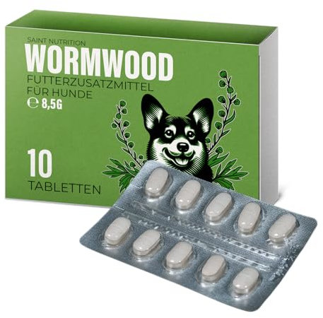 Saint Nutrition® Wormwood – Wurmkur sekundierend für Hunde - Wermutkraut Extrakt Hund – Natürliche Kräuterformel - Ergänzungsfuttermittel für eine optimale Unterstützung - ohne künstliche Zusätze