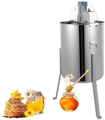 Electric Honeycomb Spinner Honey Extractor / 4-Comb Honey Spinner Extractor/Stainless Steel Centrifuge Equipment/Bee Keeping Equipment with Adjustable-Speed Motor and Transparent Lid 2Frame