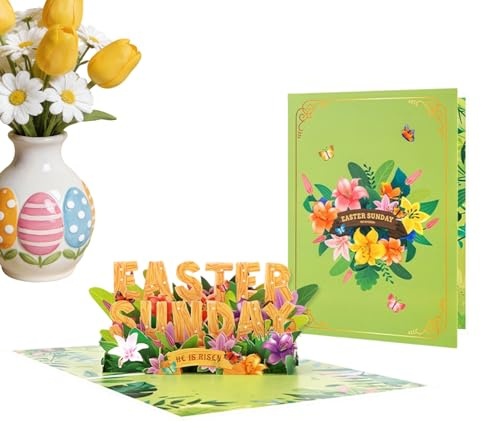 Biglietto di Pasqua 3D – 3D primaverile e coniglietto di carta ricordo | biglietto di auguri di apprezzamento pasquale | per moglie, marito, fidanzata, madre, padre, insegnanti, amici, famiglia