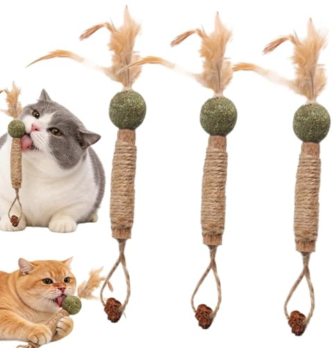 3PCS Silvervine Catnip Chew Sticks,Silvervine Chew Sticks,Natural Cat Teeth Cleaning Sticks for Indoor Cats & Kittens, Interactive Kitten S/ticks for Teething,Cat Nips S/ticks for Dental Treats