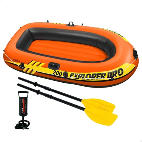 Intex Explorer Pro Inflatable Boat, Boat + Paddles + Pump, Two Person (196 x 102 x 33 cm)