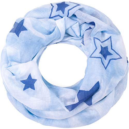 Faera Damen Schal Sterne Loopschal Damenschal Loop Sternenschal Rundschal Schal One size, SCHAL Farbe:Hellblau