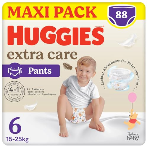 Huggies Extra Care Windelhöschen Größe 6 (16-30 kg), 4 Packungen mit 22 Windeln - 4520 g- (Verpackung kann variieren)
