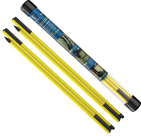 MoKo Golf Alignment Stick, 2 Pack Swing Trainer Tool, 48 Collapsible Alignment Stick Golf Training Aid for Aiming, Putting, Posture Corrector, Golf Practice Sticks with Clear Tube Case, Yellow