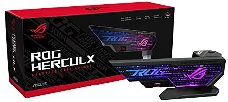 ASUS ROG Herculx Graphics Card Anti-Sag Holder Bracket (Solid Zinc Alloy Construction, Easy Toolless Installation, Included Spirit Level, Adjustable Height, Wide Compatibility, Aura Sync RGB)