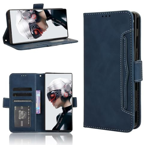 BAILI Lederhülle für ZTE Nubia Red Magic 9 Pro+ Hülle, Tasche Cover Etui Handyhülle für ZTE Nubia Red Magic 9 Pro+, Blau