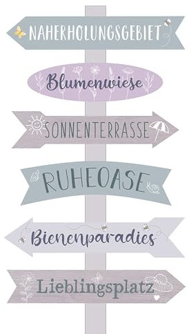 Spetebo Plaque de jardin en bois - Hauteur : 76 cm - Zone de reprise - Panneau décoratif avec piquet de terre - Décoration de jardin - Indicateur de direction - Tige de jardin