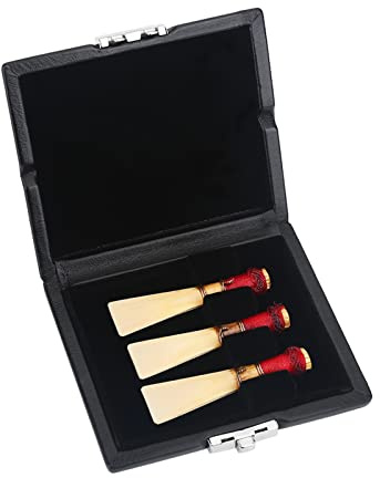 Sunicon Funda para cañas de fagot, funda de piel sintética, caja contenedora de cañas para fagot con ranuras para 3 cañas (negro)