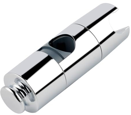 Hibbent Duschkopfhalter Ersatz - Universal einstellbare Handbrause Halter mit 1 Haken für 19-25MM Handbrause Schiene Kopf Schieberegler Klammer Halter Halterung, ABS Dusche Halter, Chrom