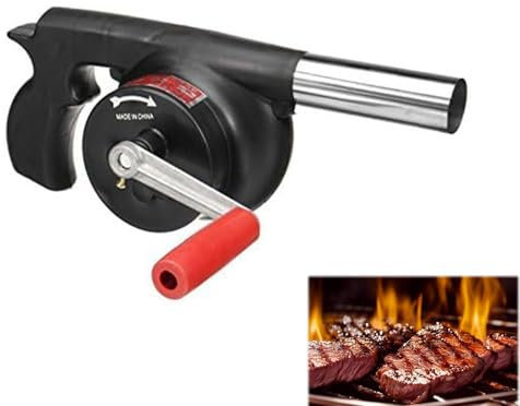 Briquets À Charbon Forge BBQ - Souffleur Portatif D'air De Barbecue, Avec Contrôle Manuel De La Vitesse De La Poignée Et Pale De Ventilateur En Métal, Pour Soufflet De Feu De Barbecue Extérieur
