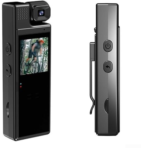 Jayruit Cámara corporal portátil, grabadora de video Full HD 1080P con lente giratoria de 1.3 pulgadas, pantalla de visualización para actividades deportivas y uso profesional