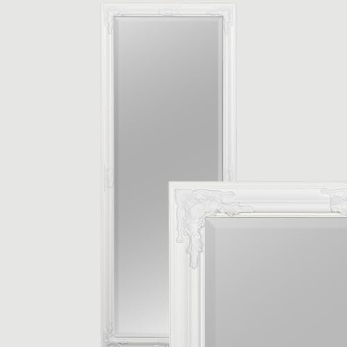 Eleganter Wandspiegel BESSA Weiss-matt 180x60cm Barock Flurspiegel Badspiegel Spiegel Holzrahmen