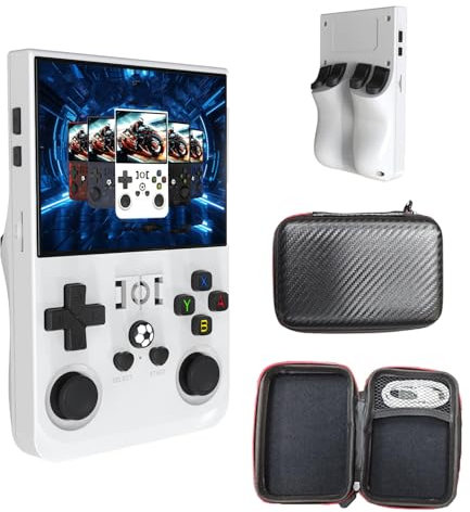 Keyboy - Console di gioco retrò portatile con oltre 20000 giochi, Console di gioco portatile, Schermo IPS HD da 4 pollici, Nuovo R36Pro (128g White, 4-inch screen)