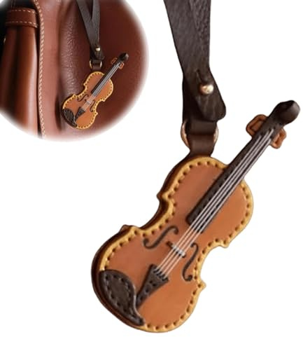 Porte-clés en cuir pour violon et violoncelle, jaune, taille unique