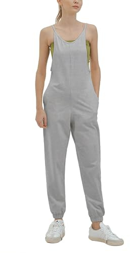 Hanyomo Mujeres Sin mangas Monos Tirantes espagueti Harem Holgazanes Monos de moda Pantalones largos Overoles Ropa interior Con bolsillos Gris S