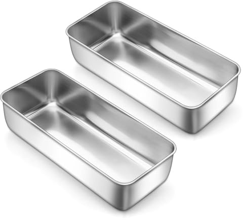 LIANYU Large Baking Loaf Pans Set, 12x5 Inch Stainless Steel Bread Pans