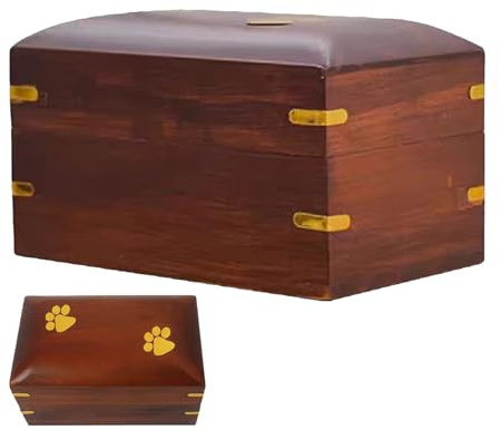 Boîte de cendres pour animaux de compagnie - Urne de mémoire gravée, récipient pour animaux de compagnie en bois | Boîte de souvenir artisanale avec paw stamp design pour cendres pour chats pour