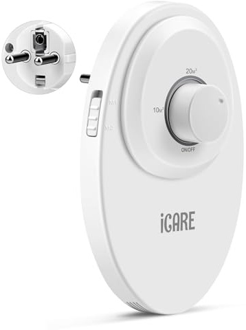 ICARE Generador de Ozono Purificador de Aire, 120 mg/h Ionizador de Aire, Eliminador de Olores Mascotas, Fácil de Usar, Maquina de Ozono para 30m² Baño, Cocina, Humo, Coches, Mascotas, Formaldehído