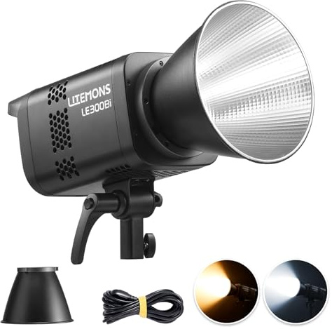 Godox LE300Bi 320 W tvåfärgad LED-videolampa, 2800 K~6500 K, CRI 98, 58900 Lux/1 m, LED permanent ljuskälla med Bowens-hållare, bärbar LED-studio för fotografering och live-streaming