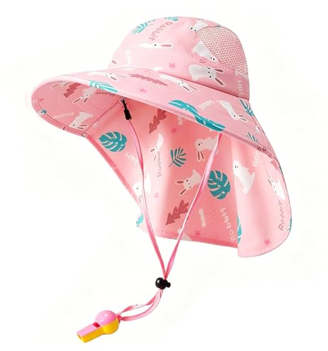 Shyllin Bob Enfant Anti UV 50, Chapeau Soleil Enfant avec Large Bord et Protège-Nuque, Bob Bébé Protection Solaire, Chapeau Été Garçon Fille 2-7 Ans
