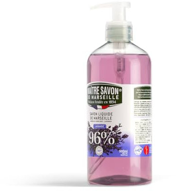Maître Savon de Marseille- Sapone liquido di Marsiglia alla Lavanda - 500 ml. 96% di origine naturale